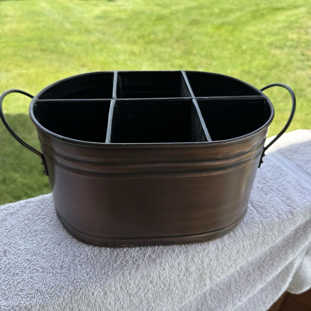 Better Homes & Gardens Metal Garden Tool Caddy Organizer 6 Compartment Bronze